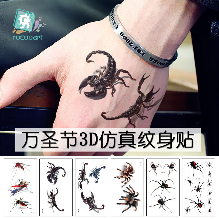 Waterproof Halloween Tattoo Stickers, Scary Spider Web 3D Tattoo Stickers, Three-Dimensional Quirky Personalized Tattoo Stickers Waterproof Halloween Tattoo Stickers, Scary Spider Web 3D Tattoo Stickers, Three-Dimensional Quirky Personalized Tattoo Stickers