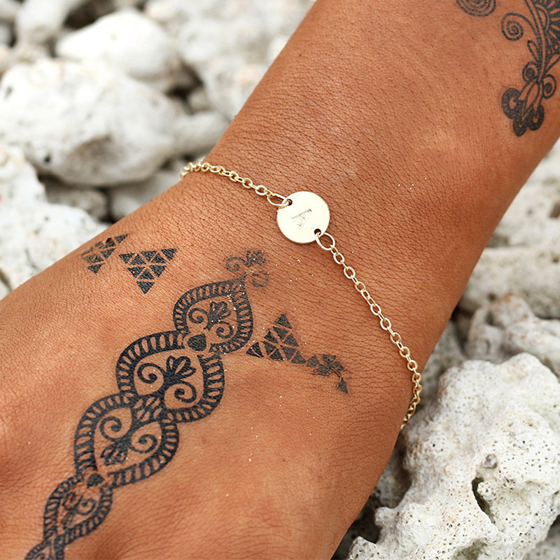 Amazon's New Cut Out Round 26 Letter Bracelets, Name Bracelets, European and American Trendyy Fashion Women's Jewelry Wholesale