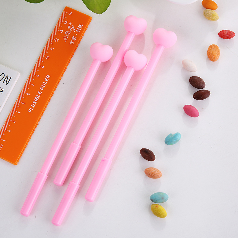 Amor creativo corazón lindo gel pluma 0,5mm negro estudiante papelería gel pluma fabricante al por mayor