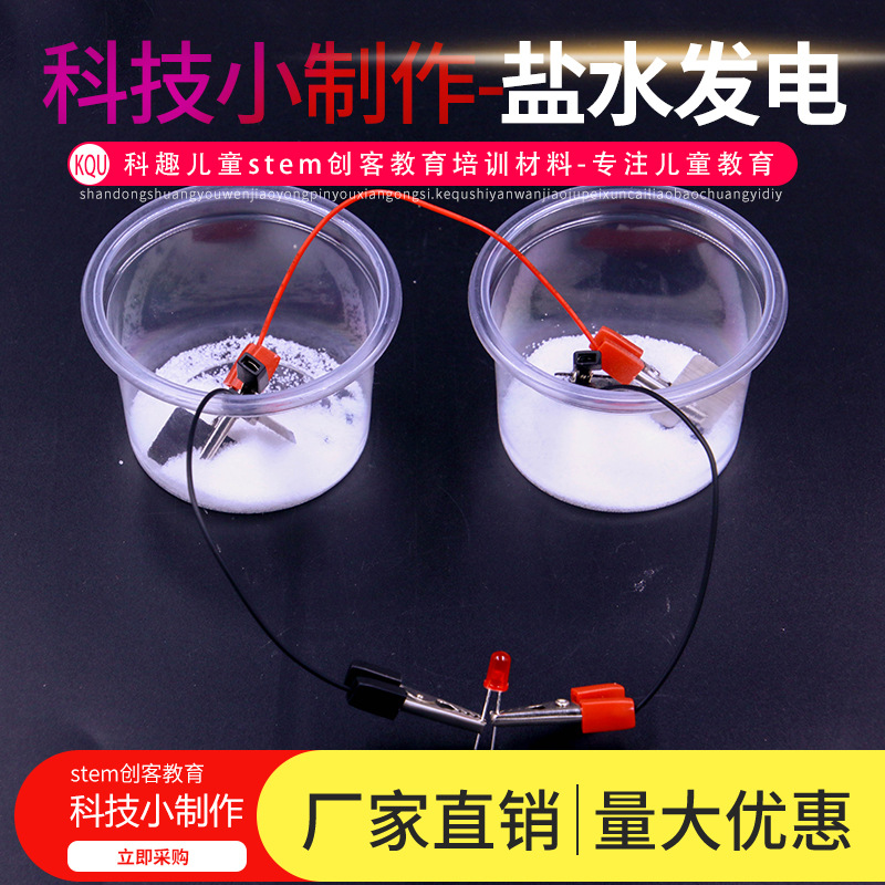 Scientific Experiment Salt Water Power Generation Technology Small Production stem Maker Educational Materials Kindergarten Students Children's Handwork