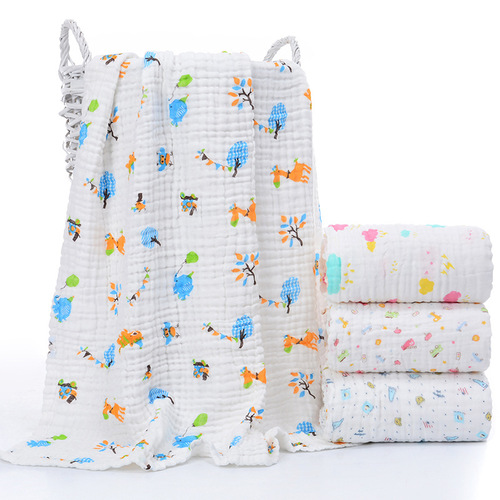 【】Infant pure cotton bath towel six-layer gauze baby quilt newborn baby quilt children's seersucker towel quilt