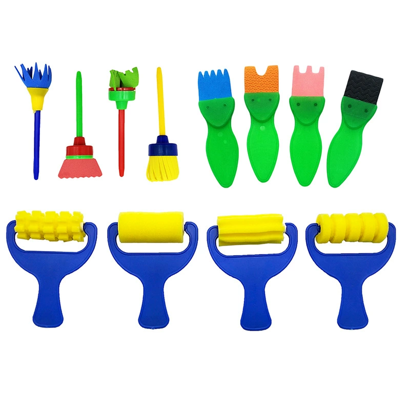 DIY Кисть для рисования детские инструменты для рисования маленькая рыбка Кисть рогатка губчатая щетка метла головка из 12 частей большой комбинации