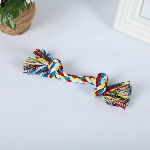 Pet dog chewing rope toys, dog rope knotted molars and bite-resistant double knot cotton rope toys, large, medium and small manufacturers wholesale