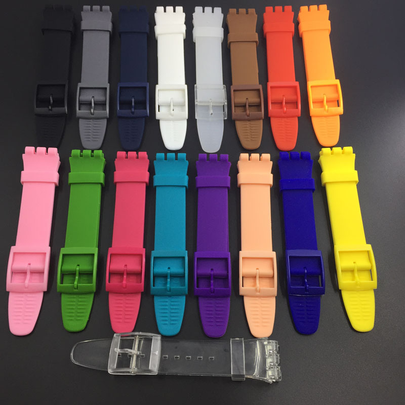 Swatch Black Colorful Soft Plastic Silicone Watch Strap 16 17 19 20mm Three-Eye Series Fashion