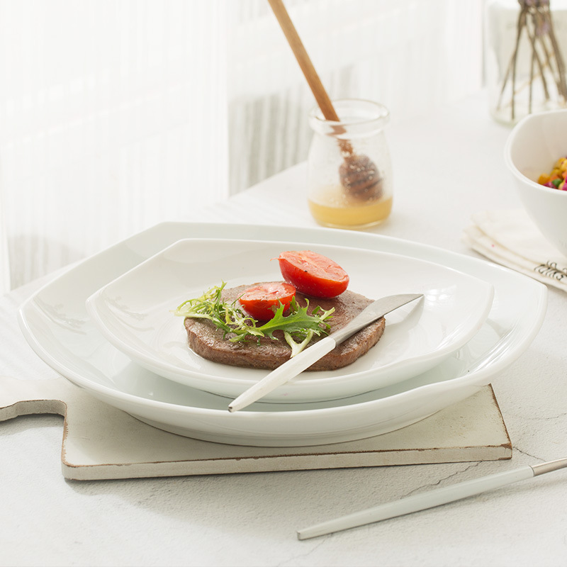Estilo Europeo simple creativo nuevo tazón de fuente de la ensalada de porcelana de hueso Placa de 10 pulgadas Placa de 8 pulgadas plato de fruta vajilla traje vajilla Occidental