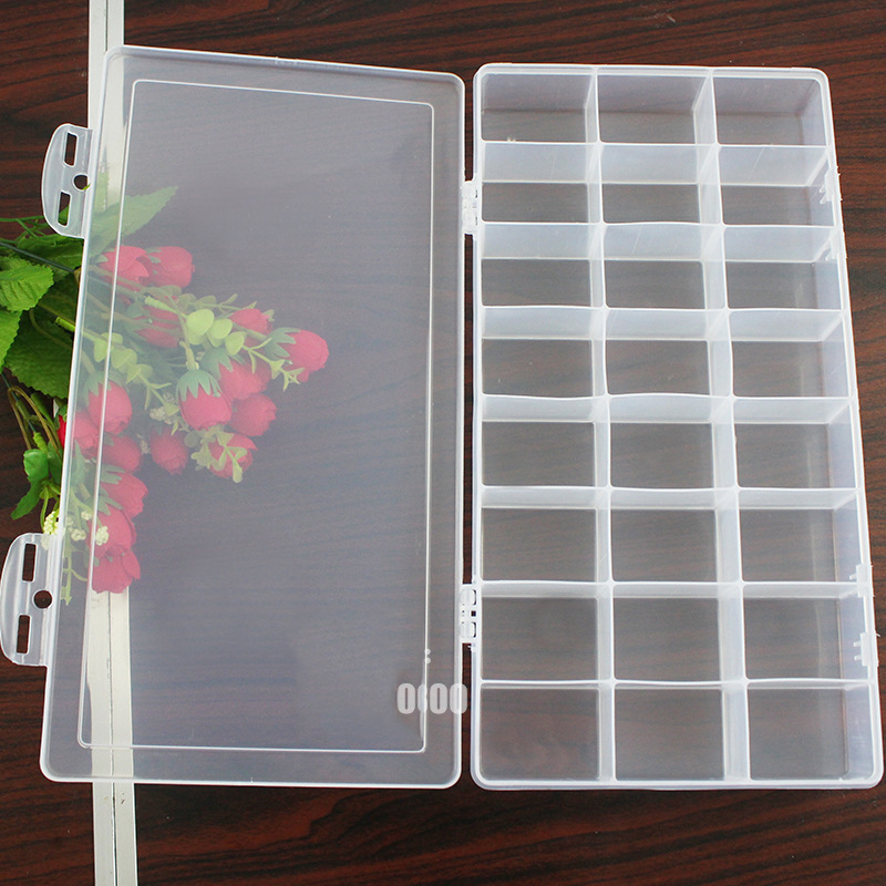 美术绘画24格塑料调色盒颜料盒 大容量方形水粉调色格收纳工具盒