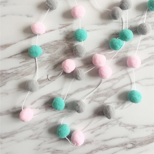 ins decoration Nordic style home soft decoration photo children's room girl's room decoration macaron color hair ball string hangings