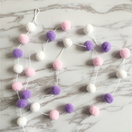ins decoration Nordic style home soft decoration photo children's room girl's room decoration macaron color hair ball string hangings