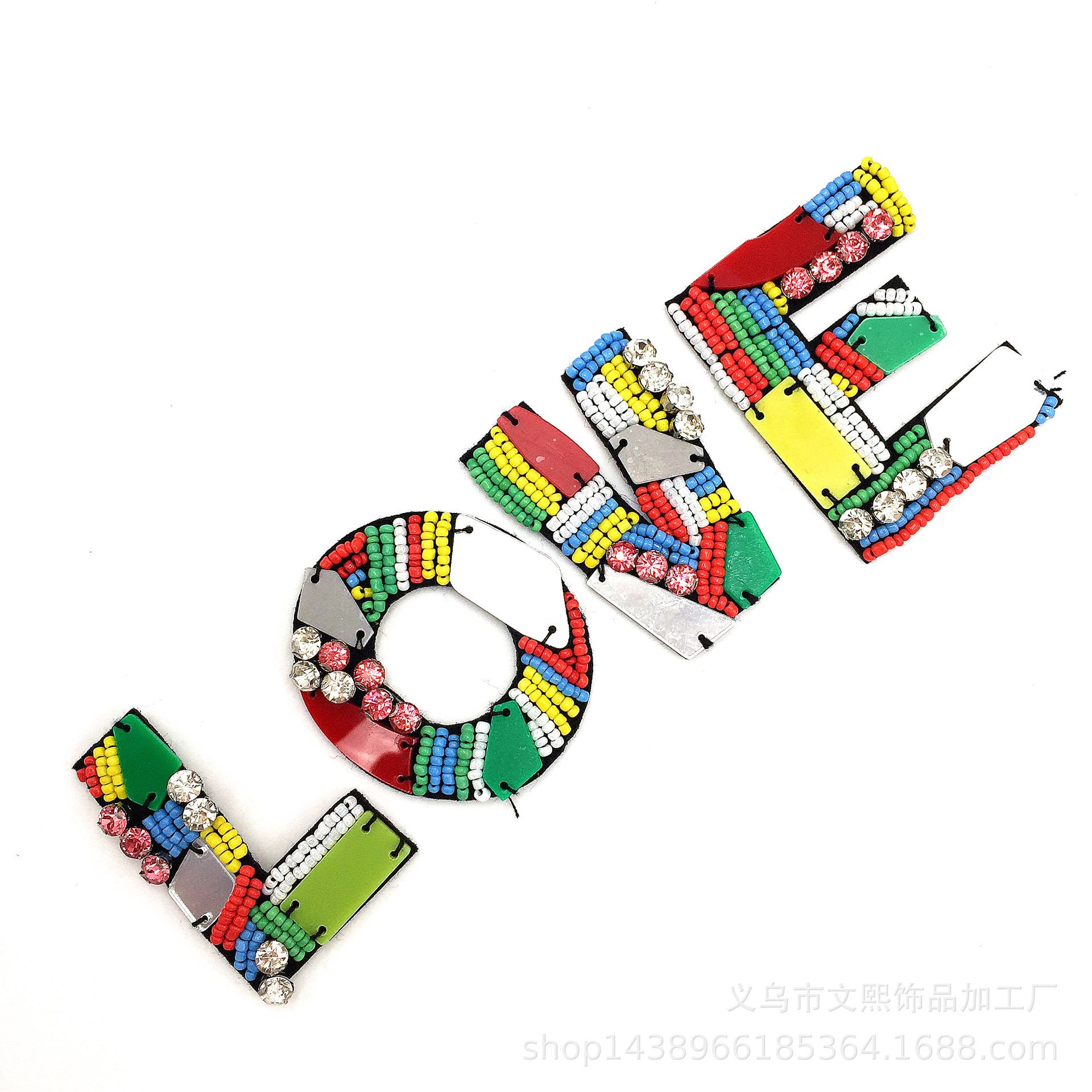厂家供应新款现货 钉珠水钻布贴英文字母衣服装饰DIY时尚辅料
