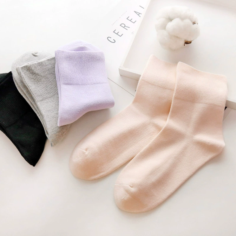 [欧美Diabetic socks亚马逊速卖通跨境女棉袜纯色松口护理袜]