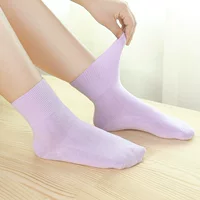 [欧美Diabetic socks亚马逊速卖通跨境女棉袜纯色松口护理袜]