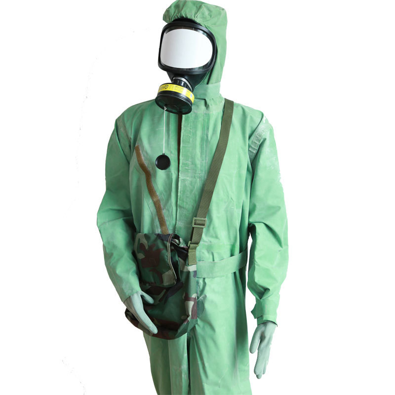 防毒衣连体式 绿色氯丁基橡胶防毒服防生化液密防化服