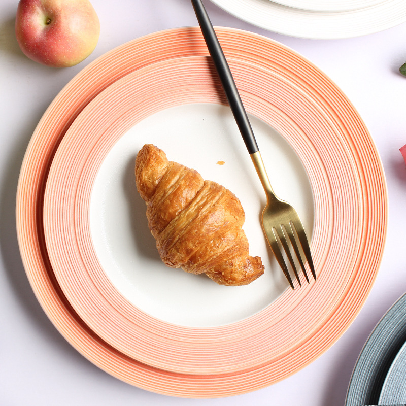 Nordic ins Creative Ceramic Pasta Plate Dispenser Colorful Steak Plate Western Food Plate Fruit Plate Restaurant Plate