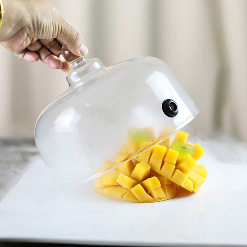 Transparent Glass Smoked Cover Cake Cover Food Cover High Temperature Resistant Dish Cover Household Special Molecular Cuisine Tableware Supplies