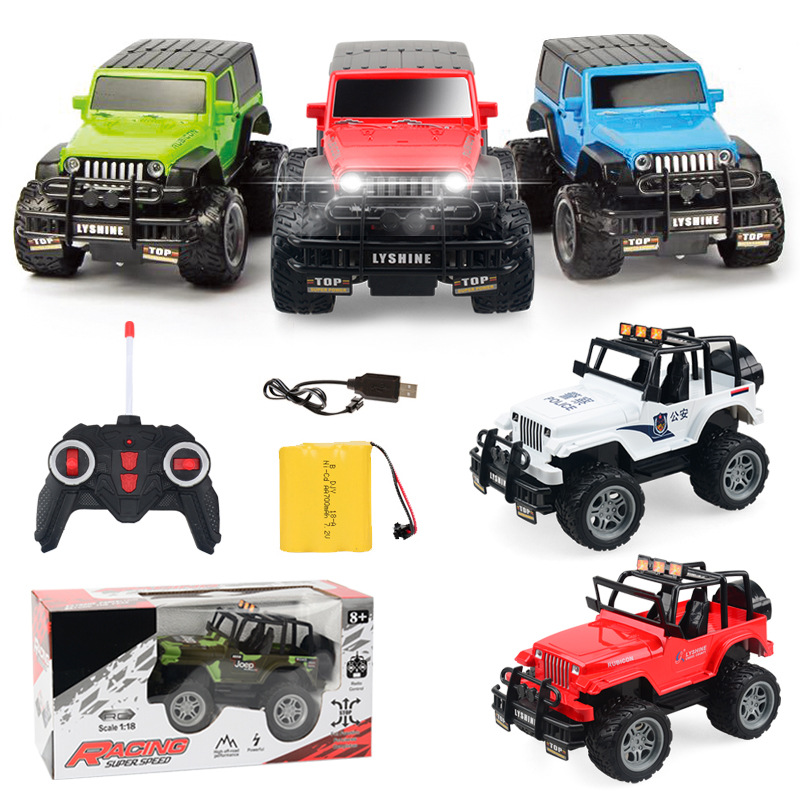 Children's electric toy remote control car 1:18 four-way off-road racing high-speed car wireless remote control toy a generation of hair