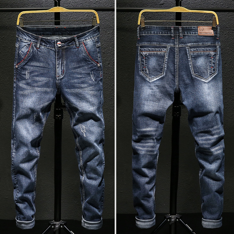 Men's jeans casual men's elastic slim fit spring and autumn pants_voghion.com