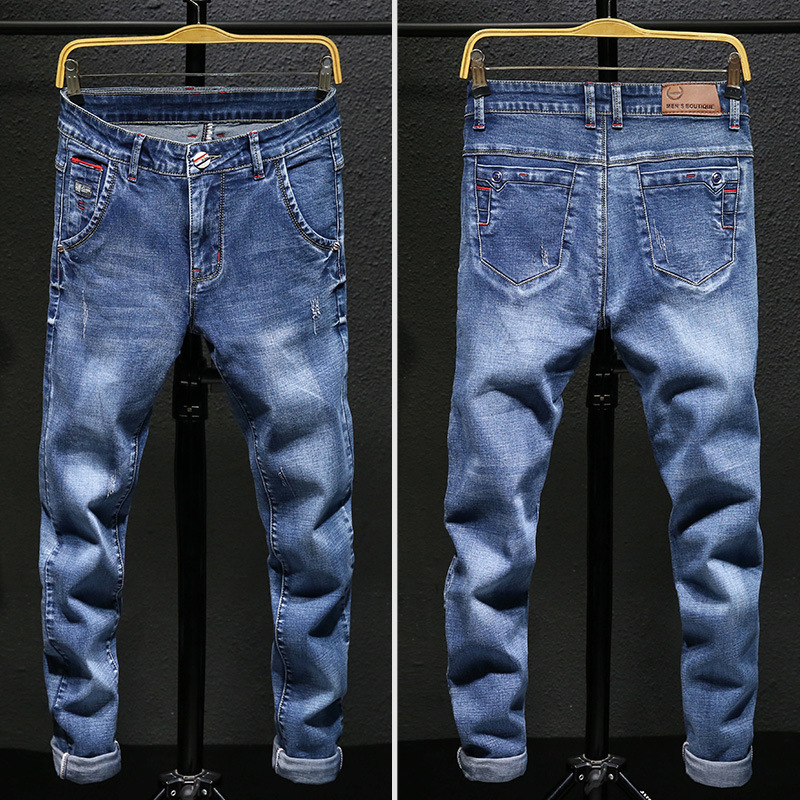Men's jeans casual men's elastic slim fit spring and autumn pants_voghion.com
