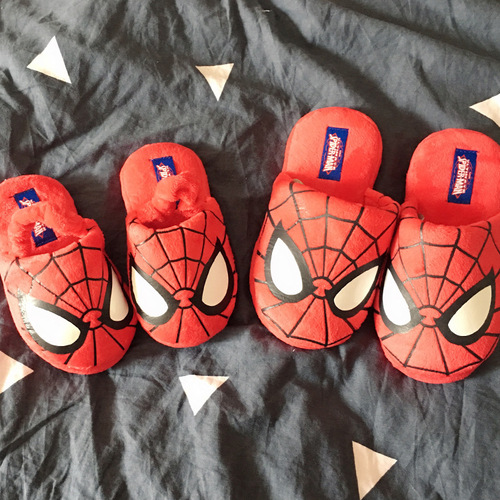 Children's Parent-Child Cotton Slippers Spider-Man Spring and Autumn Season Big Kids Baby Cute Home Warm Keeping Anti-Slip for Little Boys in Winter