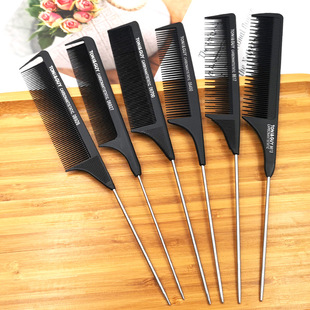 Hairdressing Comb Metal Pointed Tail Comb Women's Hair Picking Comb Hair Comb Steel Needle Slit Barber Shop Special Comb