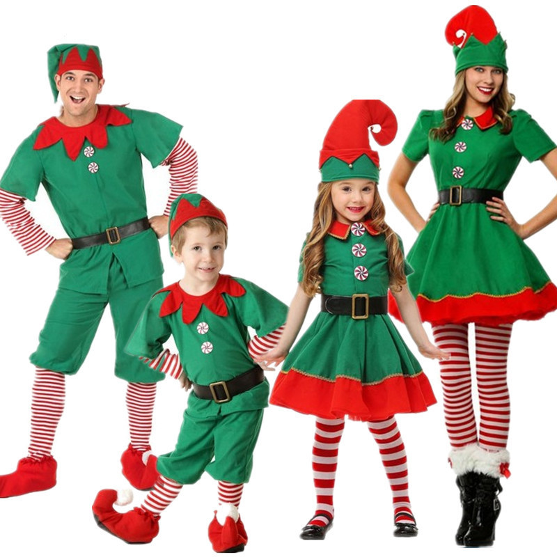 Christmas Kidsren's Costumes for Boys and Girls Adult Elf Costumes Halloween Dance Christmas Costumes