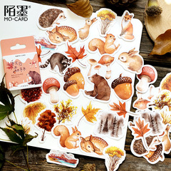 Momo Boxed Stickers Autumn Forest Japanese Album Decoration Stickers Sealing Stickers DIY Stickers 46 Pieces