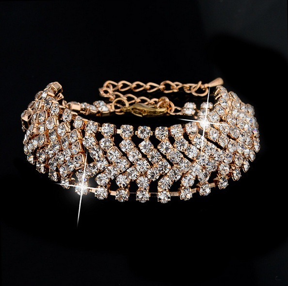 Multi-fila de diamantes pulsera estilo coreano pequeña joyería pulsera yiwu fabricante rhinestone joyería