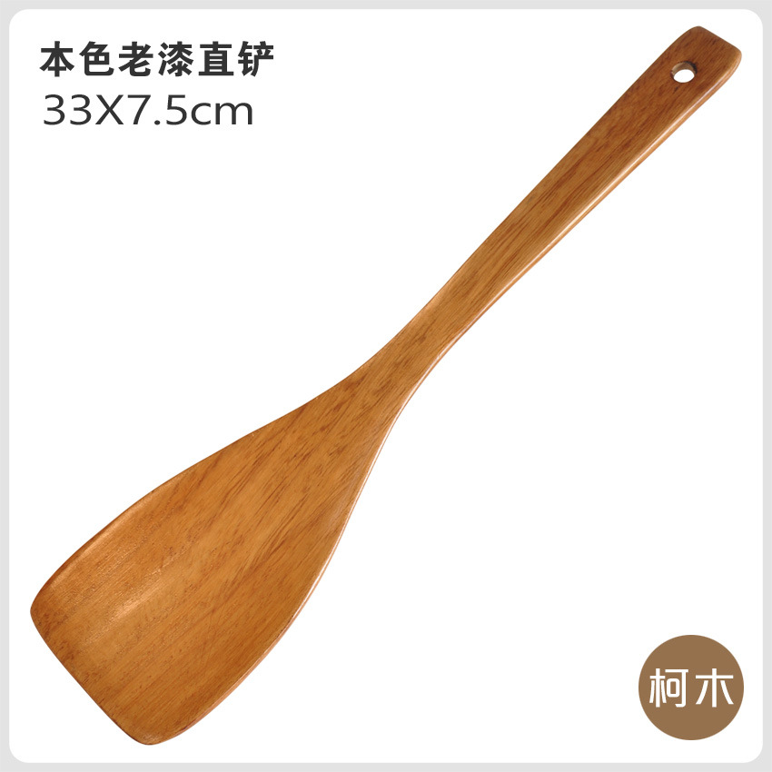 Ventas directas de la fábrica natural vajilla de madera vieja corwood pala recta sartén antiadherente con mango largo pala de madera al por mayor