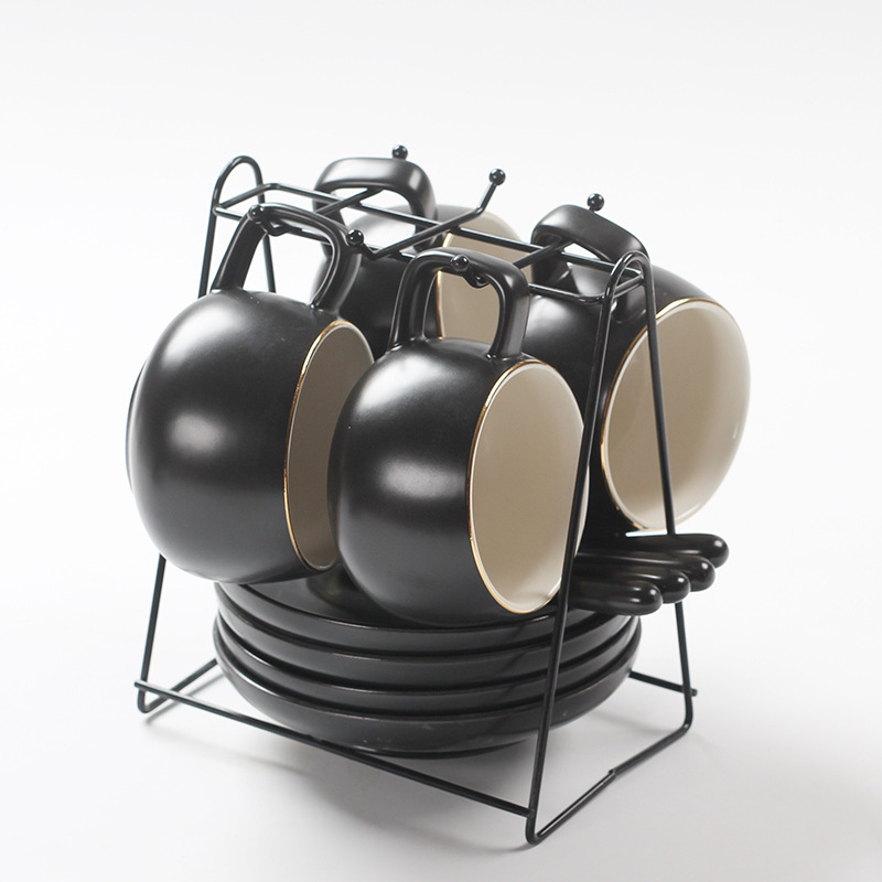 Taza de café en forma de tambor original Taza de moda retro Taza de agua Taza con platillo Cuchara Juego de caja de regalo al por mayor