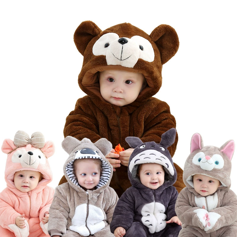 Новые зимние комбинезоны для младенцев и малышей 0-3 лет, утолщенное хлопковое пальто, зимняя серия в стиле животных