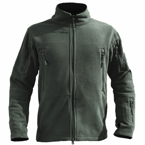 Angken Spring and Autumn Outdoor Fleece Jacket Men's Warm Thick Double-sided Polar Fleece Cardigan Jacket Liner Tactical Jacket