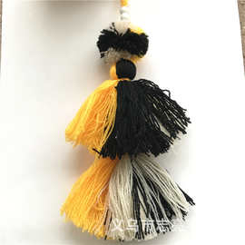 厂家定制时尚包包配饰毛球串挂件混色开司米球串流苏穗毛线须流苏
