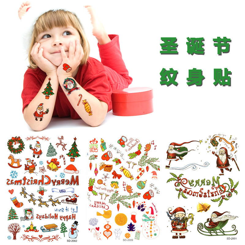 New Christmas Tattoo Stickers, Environmentally Friendly Cartoon Stickers, Waterproof Temporary Tattoo Stickers