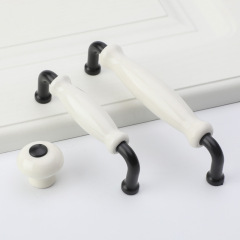 New Ceramic Handle, European Simple Polished Chrome Cabinet Door and Drawer Pulls for Furniture Wardrobe