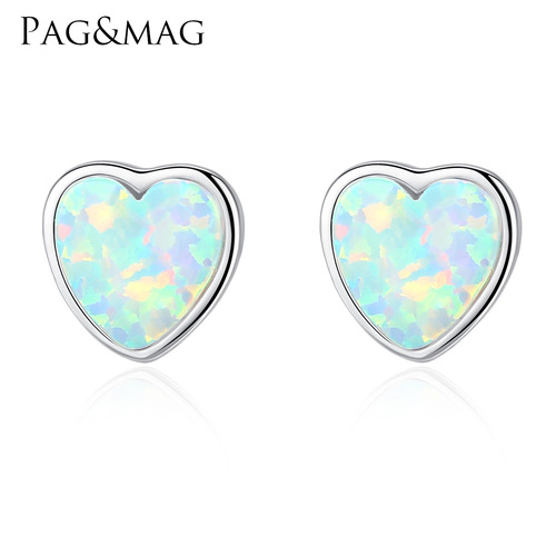PAG&AMG S925 Tremella Earrings Opal Opal Earrings Heart-shaped Love New Simple Korean Style Women's Ear Accessories