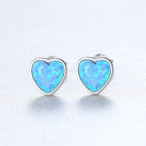 PAG&AMG S925 Tremella Earrings Opal Opal Earrings Heart-shaped Love New Simple Korean Style Women's Ear Accessories