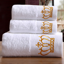 五星级酒店毛巾纯棉加大吸水浴巾套装美容院宾馆白色面巾厂家批发