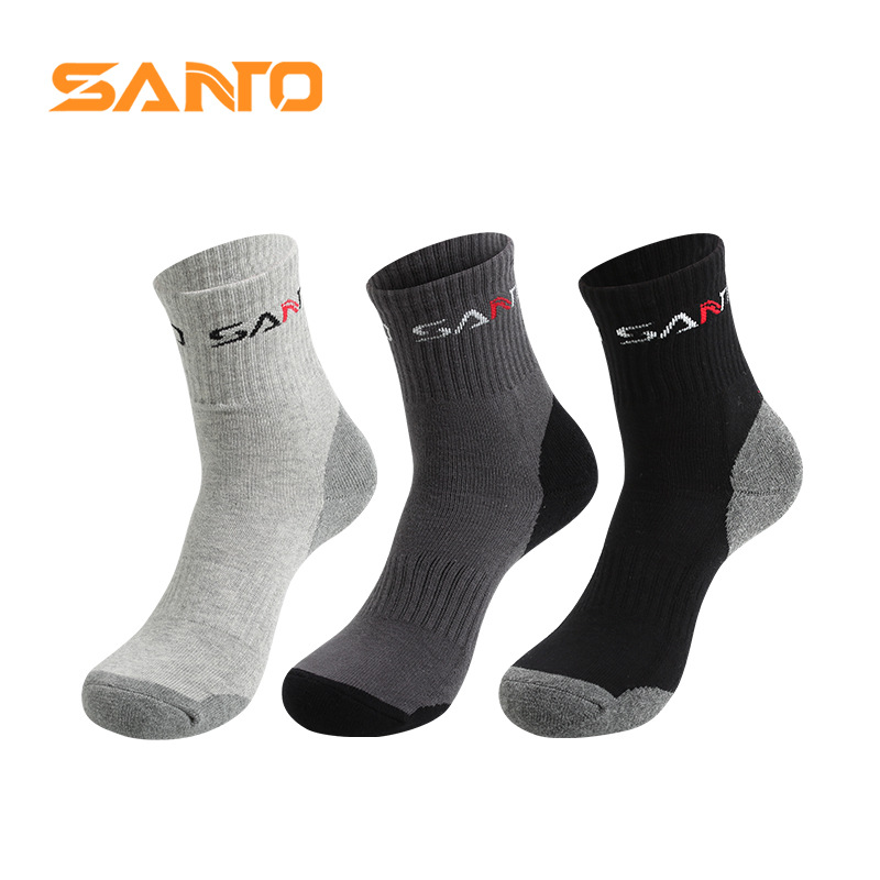 SANTO outdoor socks spring and summer thick sweat-absorbent deodorant Terry bottom outdoor hiking riding sports socks men