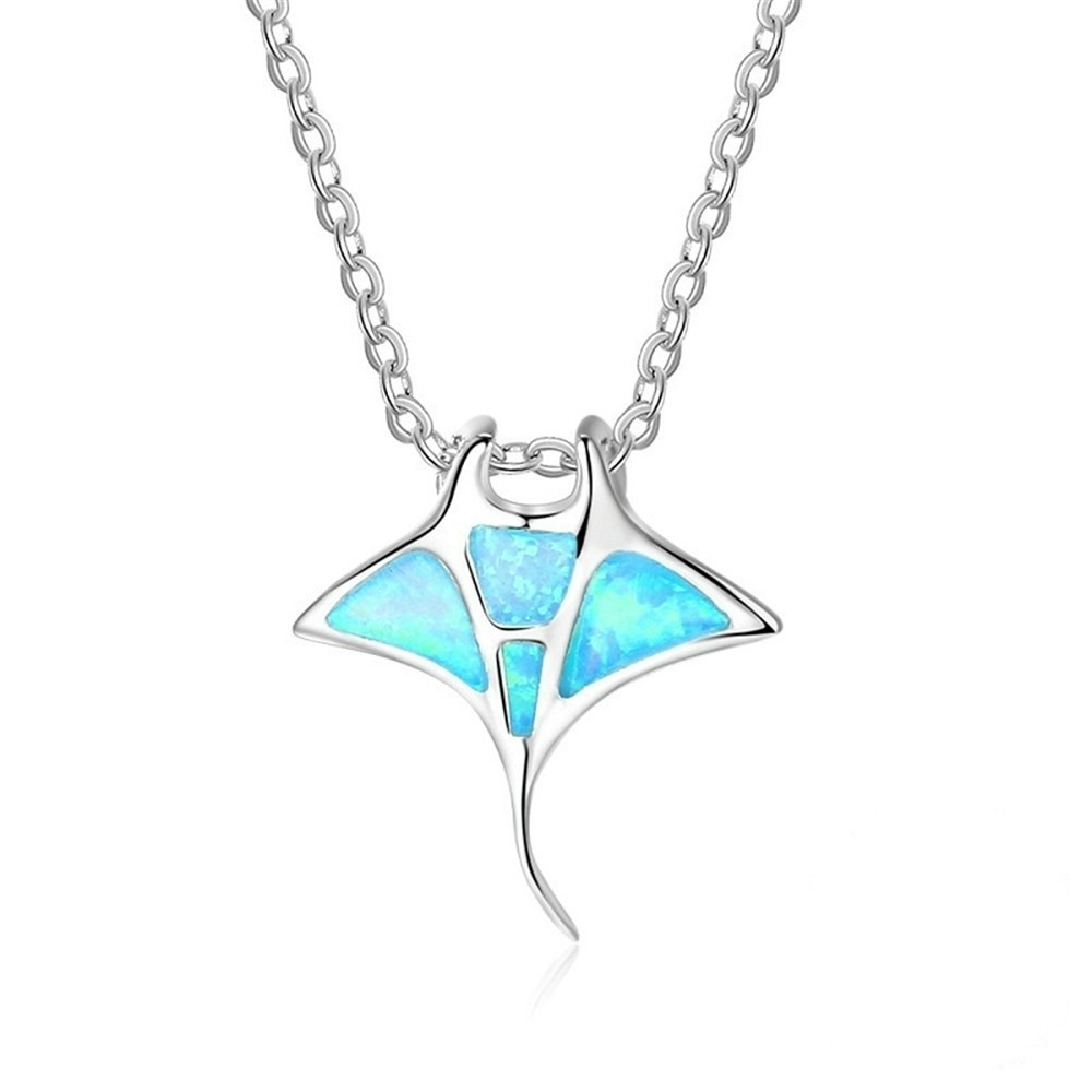 Baosheng electronic wish marine series artificial opal whale necklace personalized creative clavicle chain Baosheng electronic wish marine series artificial opal whale necklace personalized creative clavicle chain