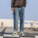 Скейтборд подходит для мужчин и женщин в стиле хип-хоп, штаны, джинсы, свободный прямой крой, в корейском стиле