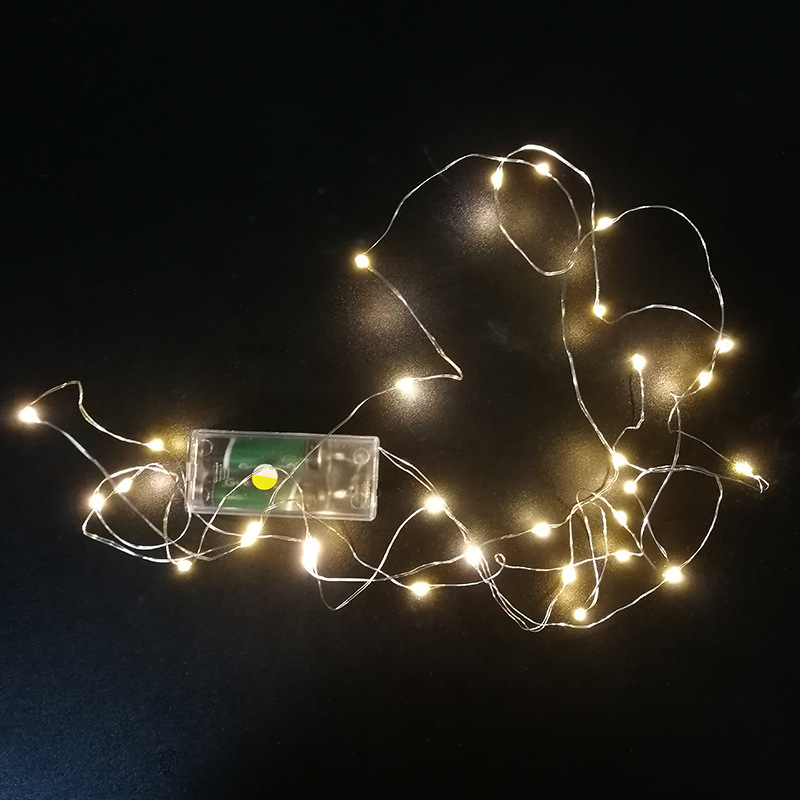 Fábrica de color de luz LED de alambre de cobre Cadena de luz caja de la batería de Navidad decoración globo Bola de onda de luz Luz de alambre de cobre Cadena de luz