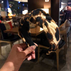 春季韩国新款女士发箍简约经典豹纹中间打结宽边头箍百搭发卡压发