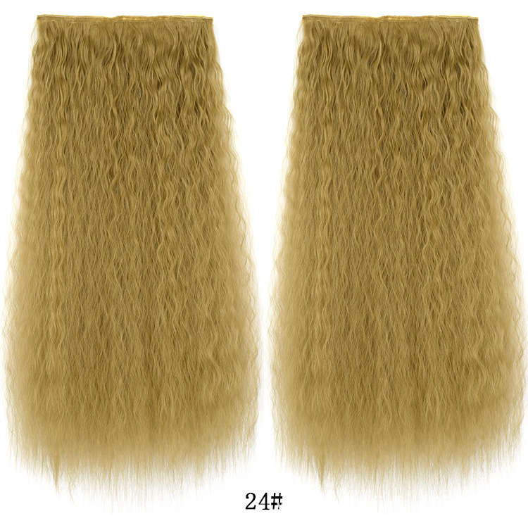 Peluca de pelo largo rizado de las mujeres 5 clip de extensión de cabello de maíz pieza europea y americana Comercio exterior lana rollo una pieza peluca pieza
