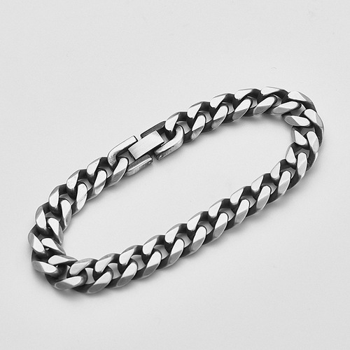 International and Domestic Popular Titanium Steel Retro Men's Bracelet Trendy Accessories Wholesale Six-Sided Grinding Cuban Chain