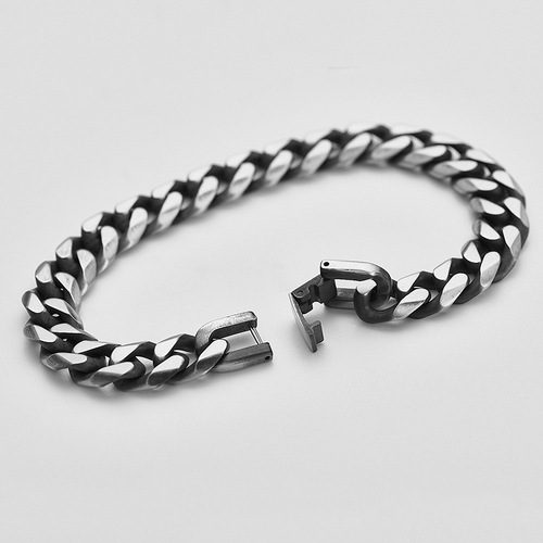 International and Domestic Popular Titanium Steel Retro Men's Bracelet Trendy Accessories Wholesale Six-Sided Grinding Cuban Chain