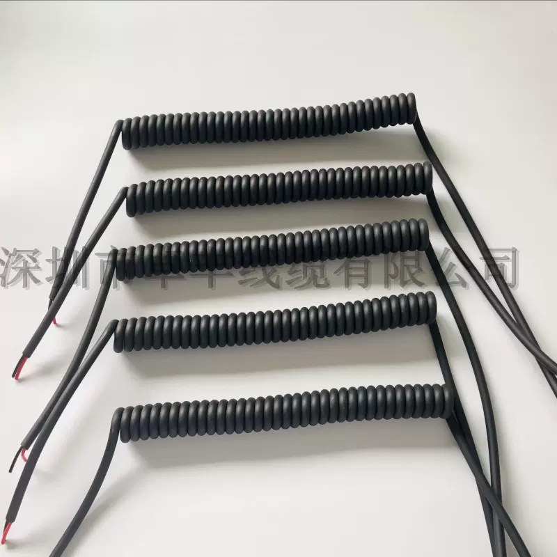 2芯0.3平方浴室镜雾面弹弓线 OD:4MM 0.3平方PU弹簧线 螺旋电缆