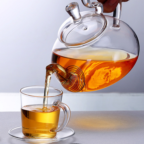 High temperature resistant glass teapot thickened filtered tea making teapot household heatable fruit flower teapot tea set