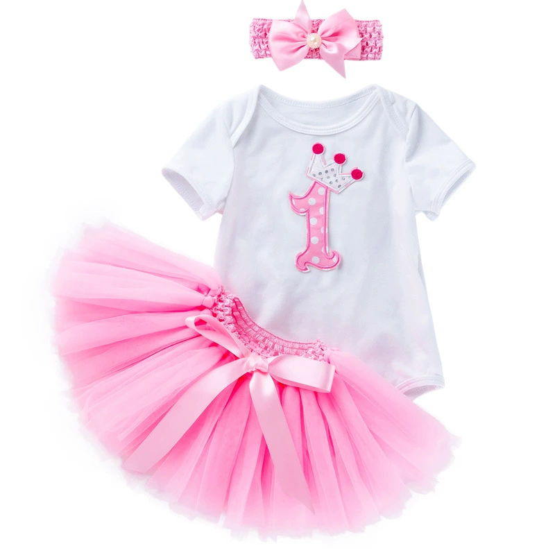 Summer clothing girl's, bodysuit handmade, hair accessory, set, children's clothing, wholesale, with short sleeve, 3 piece set