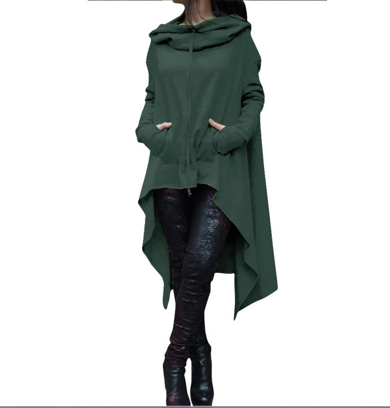 2018 Otoño e Invierno AliExpress deseo Amazon nuevo europeo y americano color sólido suéter largo con capucha