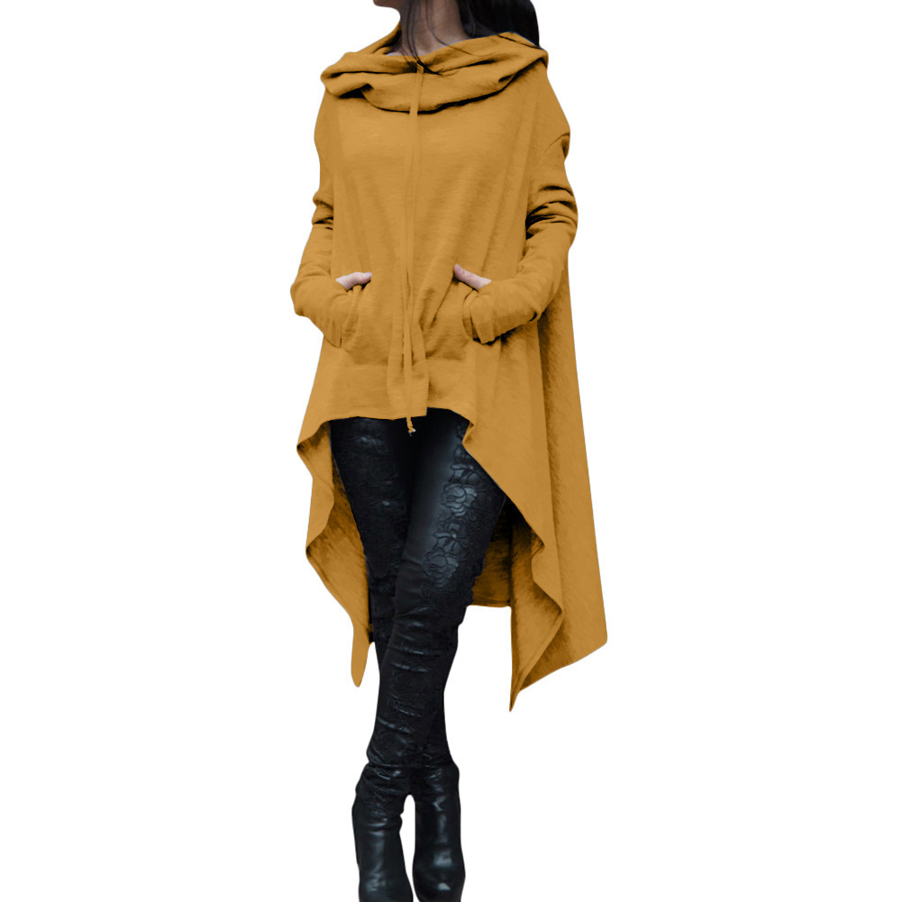 2018 Otoño e Invierno AliExpress deseo Amazon nuevo europeo y americano color sólido suéter largo con capucha