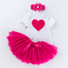 Cartoon summer clothing girl's, bodysuit handmade, skirt, hair accessory, set, suitable for import, with short sleeve, 3 piece set